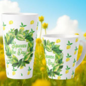 Yellow Lemons Monogram  Latte Mok