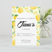 Yellow Lemons Pattern 1st Birthday Kaart (Staand voorkant)