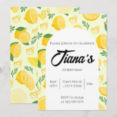 Yellow Lemons Pattern 1st Birthday Kaart (Voorkant / Achterkant)