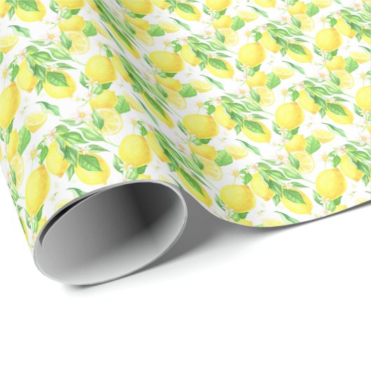 Yellow Lemons Pattern Cadeaupapier (Rol Hoek)