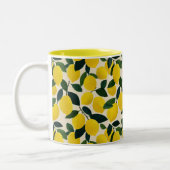 Yellow Lemons Pattern Citrus Fruit Mediterranean  Tweekleurige Koffiemok (Links)