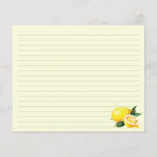 Yellow Lemons Recept Kaart, Huisverwarmend Nieuw H (Achterkant)