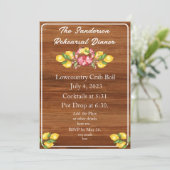 Yellow Lemons Red Crab Wood Lowland Uitnodiging (Staand voorkant)