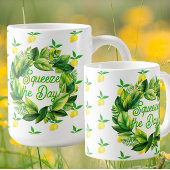 Yellow Lemons Squeeze the Day! Coffee Mug Koffiemok