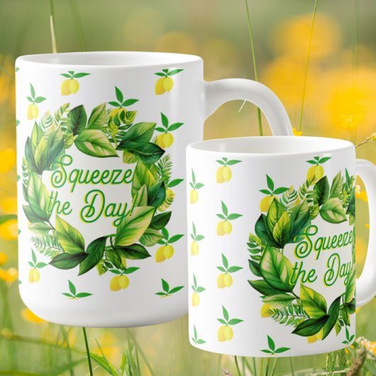 Yellow Lemons Squeeze the Day! Coffee Mug Koffiemok