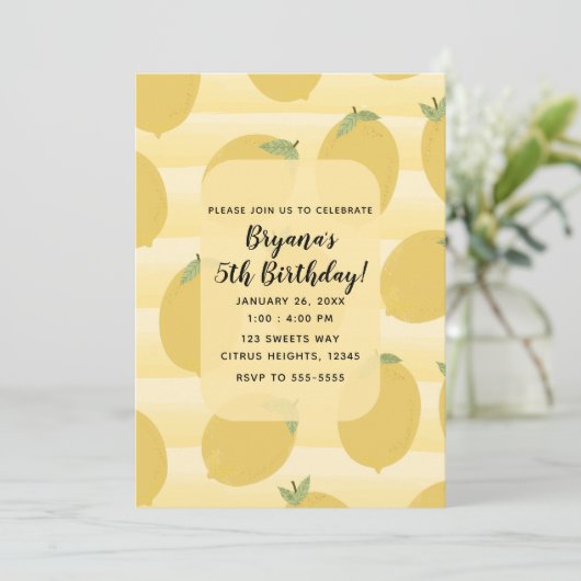 Yellow Lemons Summer Fruit Bright Birthday Party Kaart (Staand voorkant)
