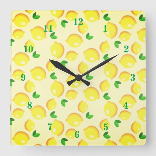 Yellow Lemons Wall klok (Voorkant)