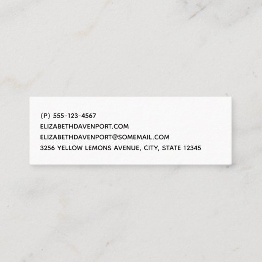 Yellow Lemons Watercolor Pattern Mini Visitekaartje (Achterkant)