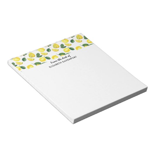 Yellow Lemons Watercolor Pattern Notitieblok (Schuin)