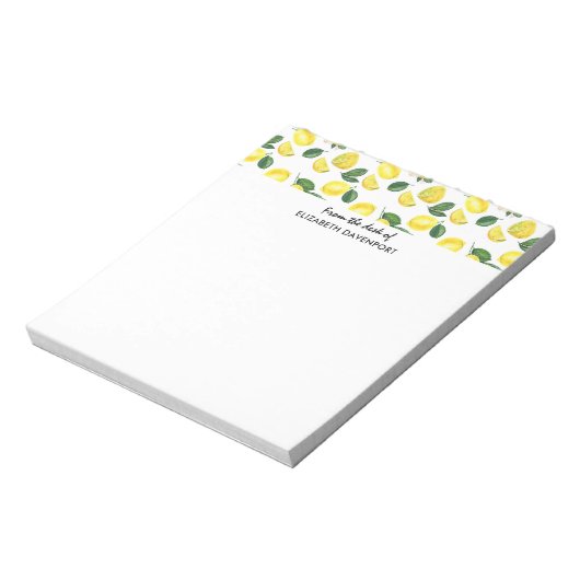 Yellow Lemons Watercolor Pattern Notitieblok (Linkerzijde)