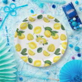 Yellow Lemons Watercolor Pattern Papieren Bordje (Feest)