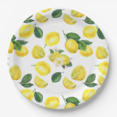 Yellow Lemons Watercolor Pattern Papieren Bordje (Voorkant)