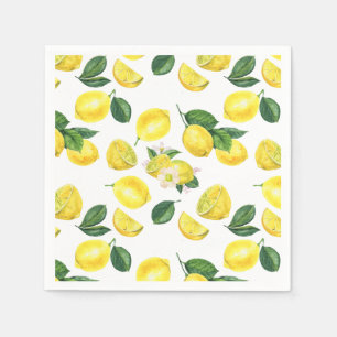 Yellow Lemons Watercolor Pattern Servet