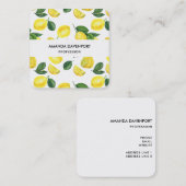 Yellow Lemons Watercolor Pattern Vierkante Visitekaartje (Voorkant / Achterkant)
