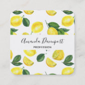 Yellow Lemons Watercolor Pattern Vierkante Visitekaartje (Voorkant)