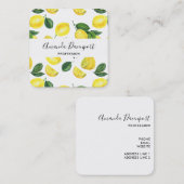 Yellow Lemons Watercolor Pattern Vierkante Visitekaartje (Voorkant / Achterkant)