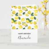 Yellow Lemons Waterverf Patroon Verjaardag Kaart (Gele Bloem)
