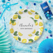 Yellow Lemons Waterverf Patroon Verjaardag Papieren Bordje (Feest)