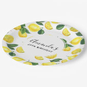 Yellow Lemons Waterverf Patroon Verjaardag Papieren Bordje (Gekanteld)