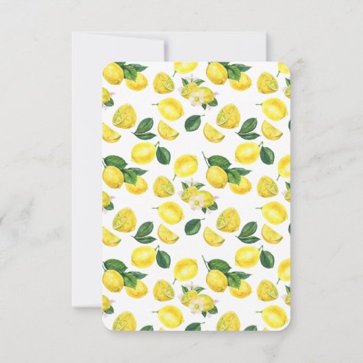 Yellow Lemons Waterverf Patroon Verjaardag Save The Date (Achterkant)