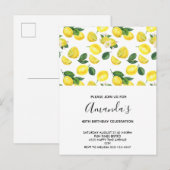 Yellow Lemons Waterverf Patroon Verjaardag Uitnodiging Briefkaart (Voorkant / Achterkant)