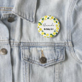 Yellow Lemons Waterverf Pattern Birthday Girl Ronde Button 5,7 Cm (In situ)