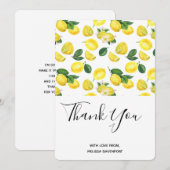 Yellow Lemons Waterverf Pattern Hartelijk dank Bedankkaart (Voorkant / Achterkant)