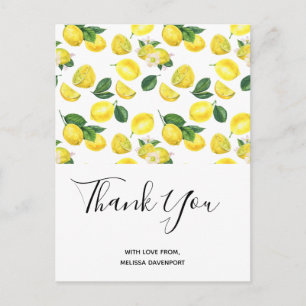 Yellow Lemons Waterverf Pattern Hartelijk dank Briefkaart