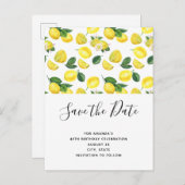 Yellow Lemons Waterverf Pattern Save the Date Uitnodiging Briefkaart (Voorkant / Achterkant)