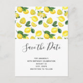 Yellow Lemons Waterverf Pattern Save the Date Uitnodiging Briefkaart (Voorkant)