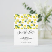 Yellow Lemons Waterverf Pattern Save the Date Uitnodiging Briefkaart (Staand voorkant)