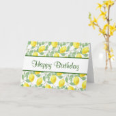 Yellow Lemons with Green Leaves Pattern Birthday Kaart (Gele Bloem)