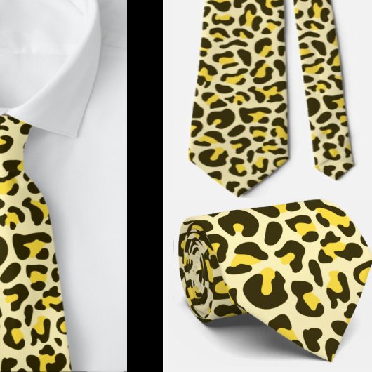 Yellow Leopard Print Groomsmen Punk Rock Weddings Stropdas