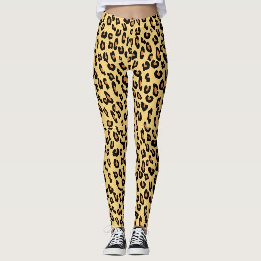 Yellow Leopard Print Leggings (Voorkant)
