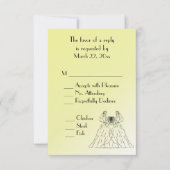 Yellow Lesbian Wedding Menu Keuze RSVP (Voorkant)