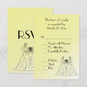 Yellow Lesbian Wedding Menu Keuze RSVP (Voorkant / Achterkant)