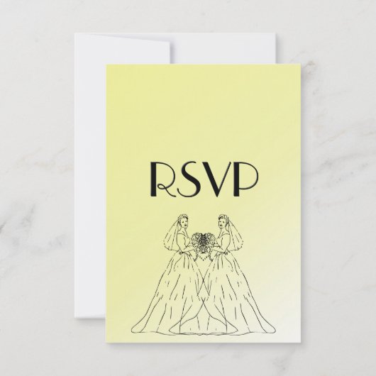 Yellow Lesbian Wedding Menu Keuze RSVP (Achterkant)