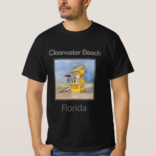 Yellow Lifeguard Tower, Clearwater Beach, Florida, T-shirt (Voorkant)