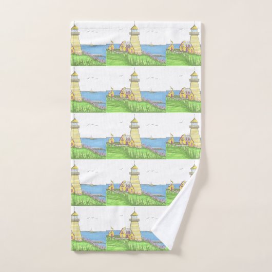 Yellow Lighthouse Hand Towel Handdoek (Handdoek)