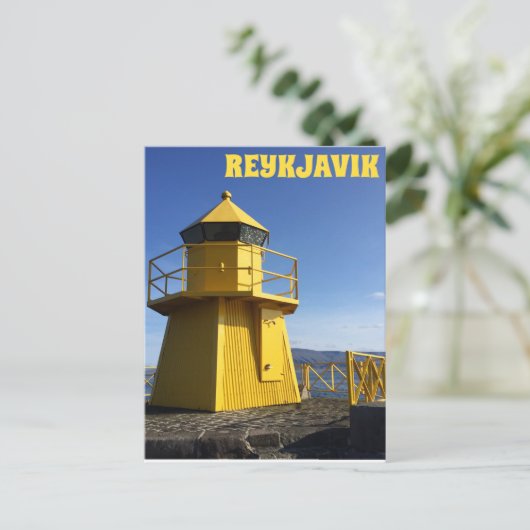 Yellow Lighthouse Reykjavik IJsland Revel Briefkaart (Staand voorkant)