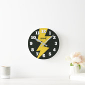 Yellow lighting bolt flash personalized ronde klok (Huis)