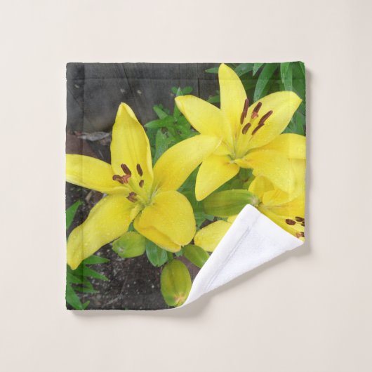 Yellow Lilly Photo Designed Bath Towel Set Bad Handdoek (Wasdoekje)