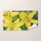 Yellow Lilly Photo Designed Bath Towel Set Bad Handdoek (Handdoek)