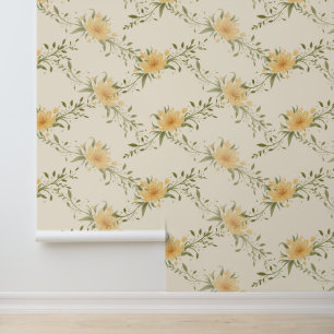 Yellow Lilly Vine Behang