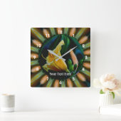 Yellow Lily Flower Abstract Art Vierkante Klok (Huis)