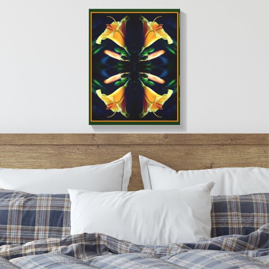 Yellow Lily Flower Abstract Canvas Afdruk (Insitu (Slaapkamer))