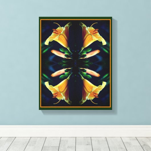 Yellow Lily Flower Abstract Canvas Afdruk (Insitu (Houten vloer))