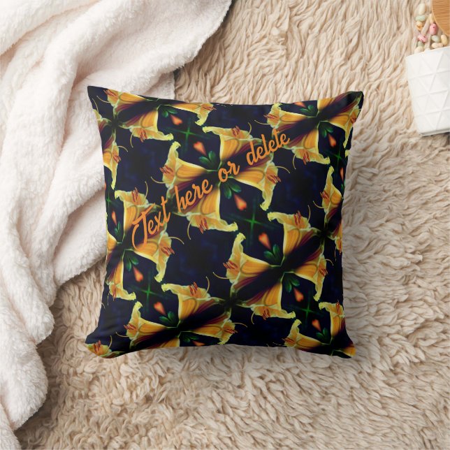 Yellow Lily Flower Abstract Pattern Persoonlijk Kussen (Deken)