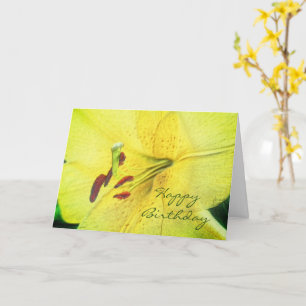Yellow Lily Flower Art Birthday Kaart