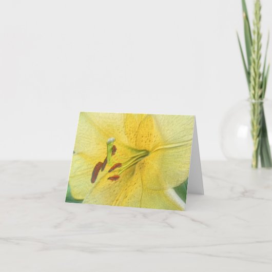 Yellow Lily Flower Art Personalized Notitiekaartje (Voorkant)